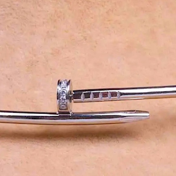 Silver Nail Choker Necklace Luxury Minimalist - Picture 4 of 9